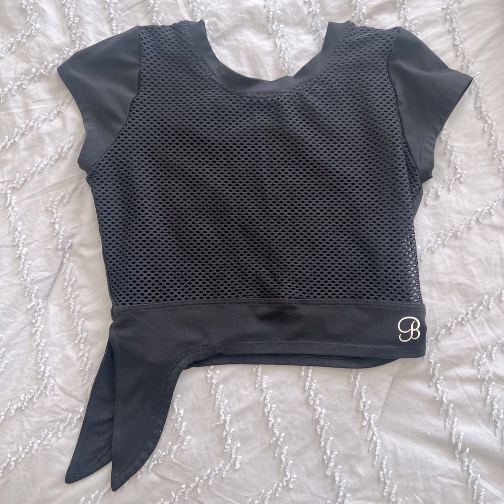 Bombshell sportswear black mesh crop top.